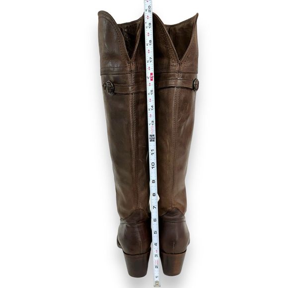 Frye Boots Womens 9.5 B Jane Knee High Tall Cuff Riding Brown Leather 2.75" Heel - Picture 3 of 13